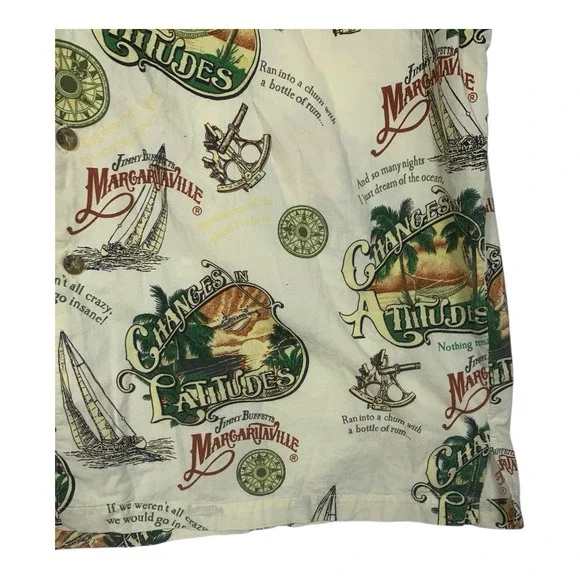 Jimmy Buffett Margaritaville XLarge Changes in Latitudes Hawaiian Shirt Cream - Picture 4 of 11